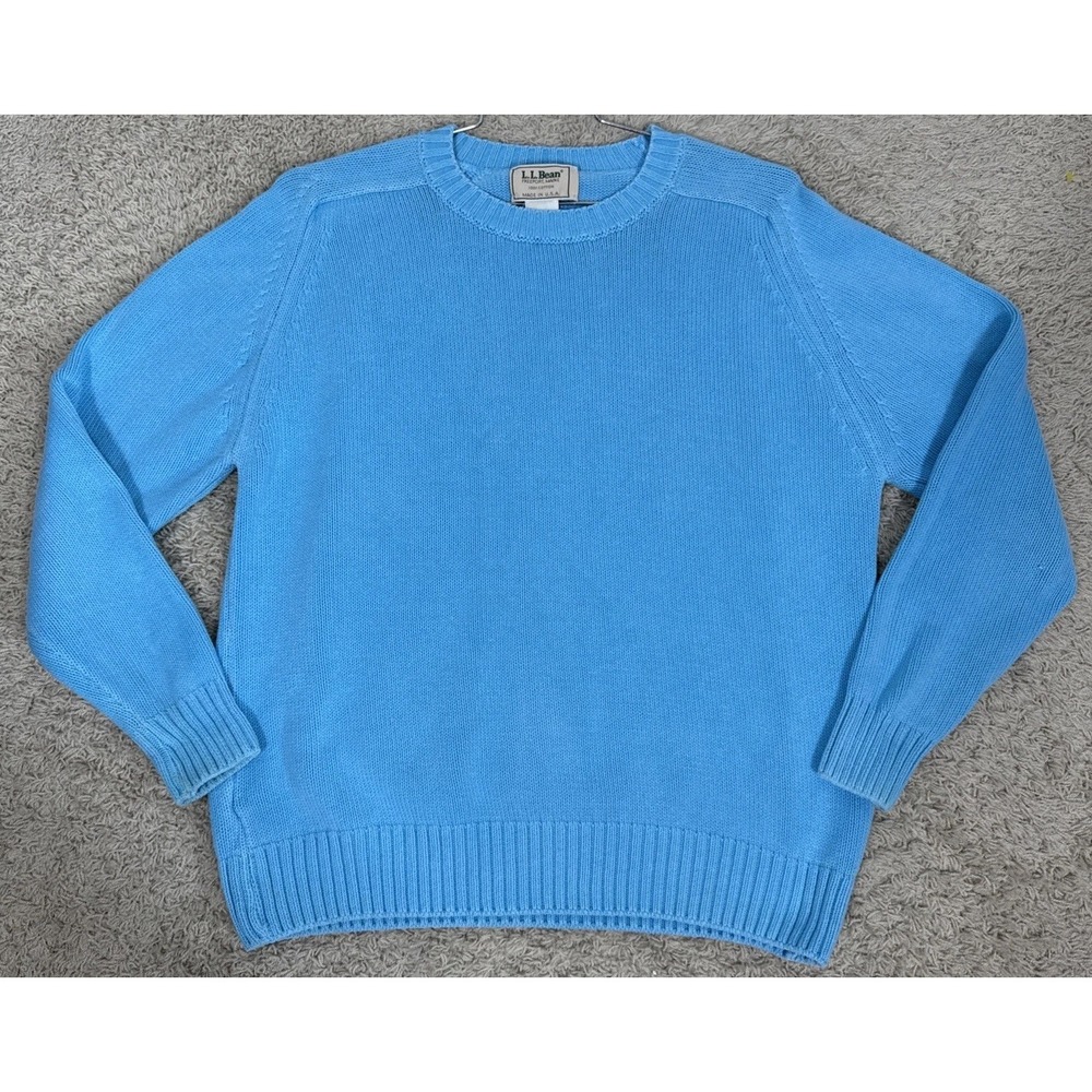 VTG LL Bean 100% Cotton Aqua Pullover Sweater Womens XL Coastalcore Preppy USA - Picture 6 of 10